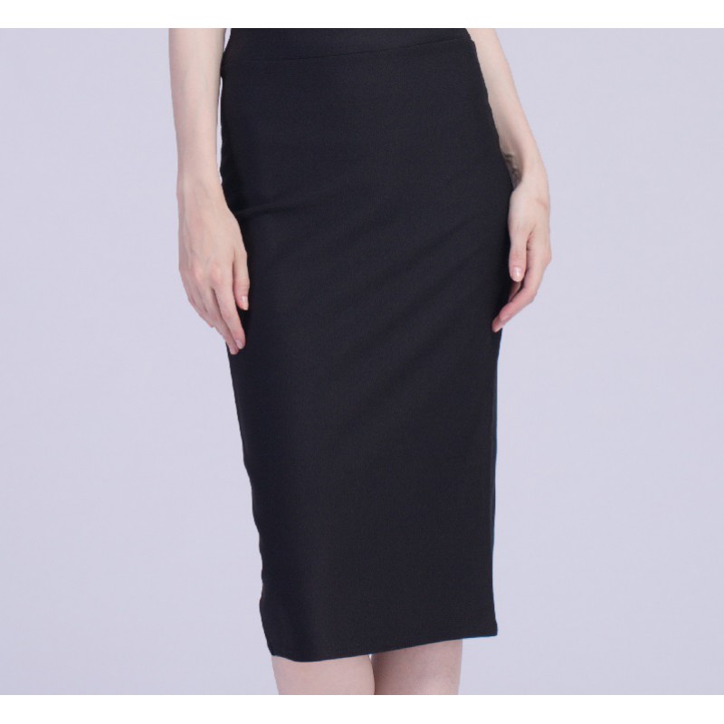 Office Lady High Waist Bow Detail Midi Skirts Sexy Middle Slit Back Pencil Skirt 2018 New Arrival All Matched OL Skirt