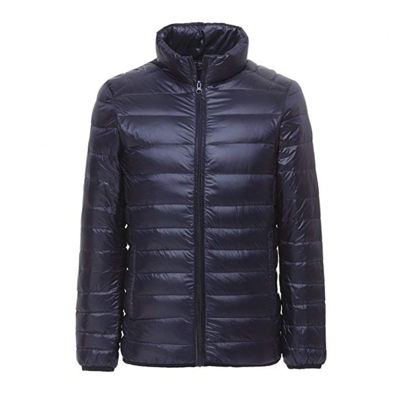 Men's Ultra Light Weight Stand Collar Packable Short Down Jacket