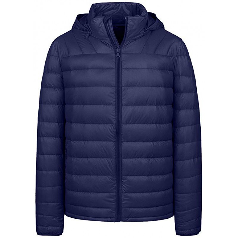 Men's Packable Lightweight Insulated Puffer Down Jacket Winter Coat with Removable Hood