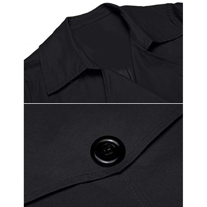Women's Trench Coat Double Breasted Long Sleeve Jackets with Belt