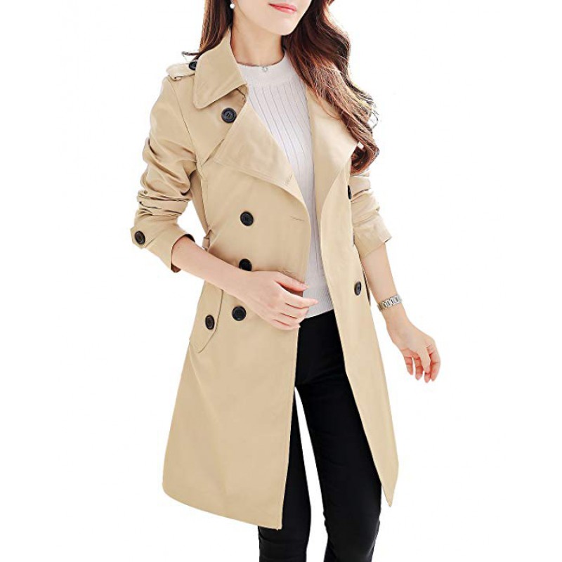 Women's Double Breasted Trench Coat Tailoring Overcoat