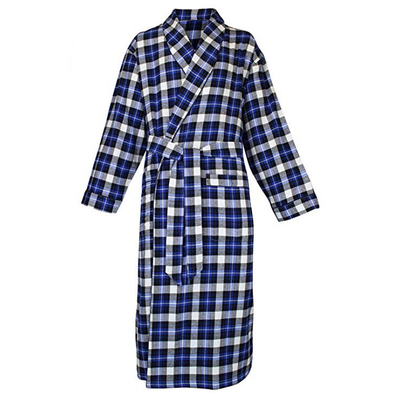 Classical Sleepwear Men’s 100% Cotton Flannel Shawl Collar Robe